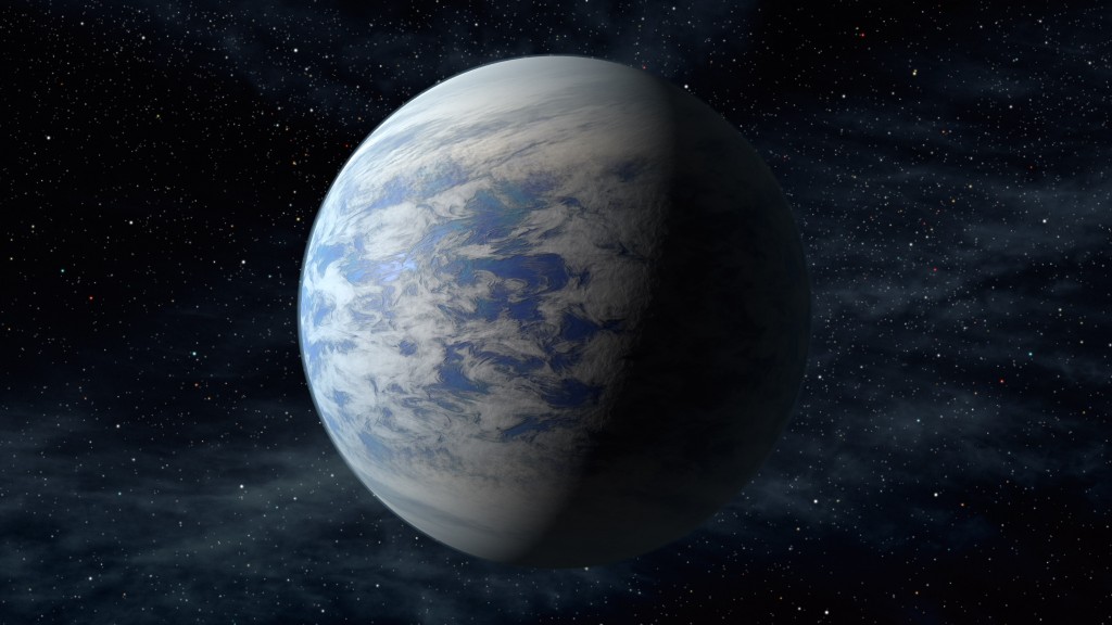  Raffigurazione di Kepler-69c, un pianeta di dimensioni da super-Terra,                       in una parte dell’Universo abitabile come il nostro sistema solare,                         a circa 2700 anni luce dalla Terra nella costellazione del Cigno                                               (credit: NASA / JPL-Caltech)