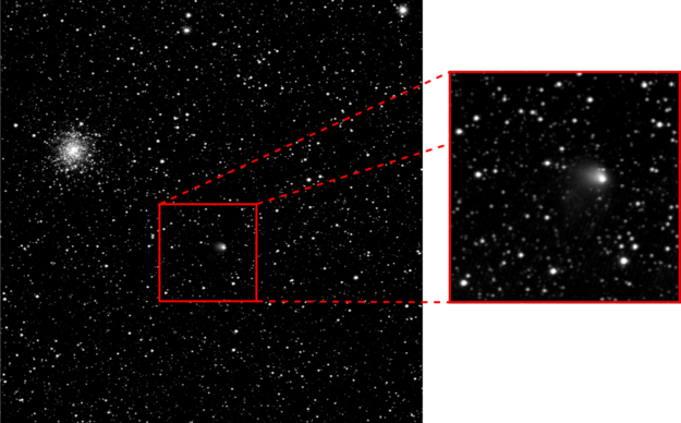 La cometa 67P/Churyumov-Gerasimenko vista il 30 aprile scorso da Rosetta. Il nucleo della cometa è di circa 4 km, mentre la chioma si estende già per più di 1300 km.